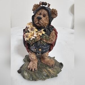 Boyds Bears Brown Bear with Yellow Flowers and Red Hood Accent